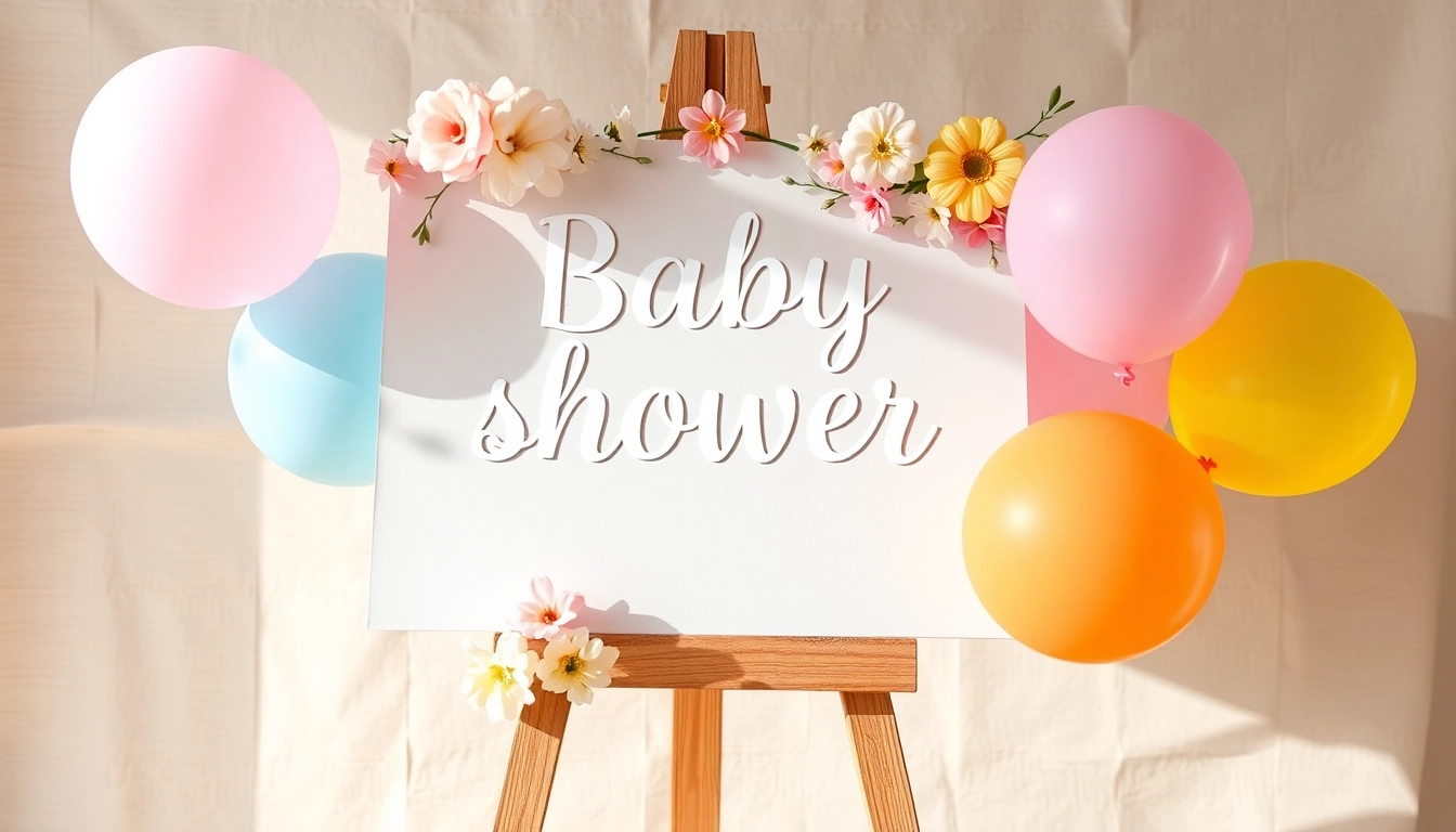 Vibrant baby shower welcome sign with floral design, greeting guests warmly at the entrance, perfect for event decor.