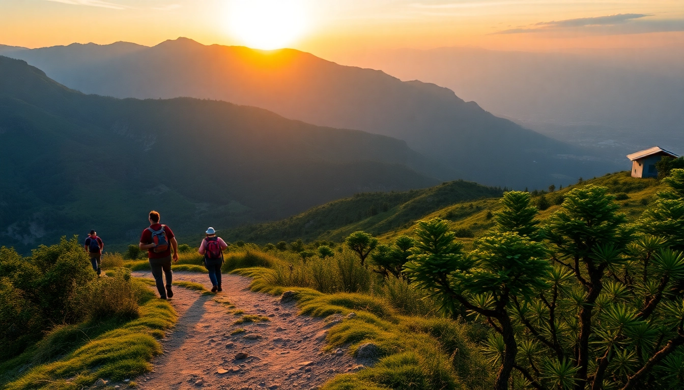 Hikers enjoying a challenging hike on scenic mountain trails, showcasing outdoor adventure and natural beauty.
