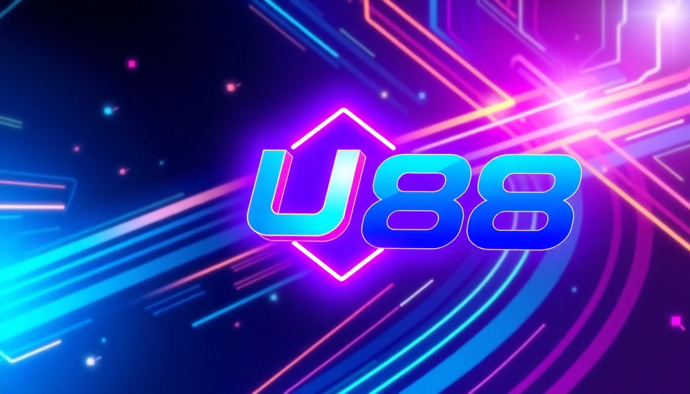 High-quality digital depiction of UU 88 logo with vibrant neon elements, representing gaming and online entertainment, best suited for brand recognition and website visuals.