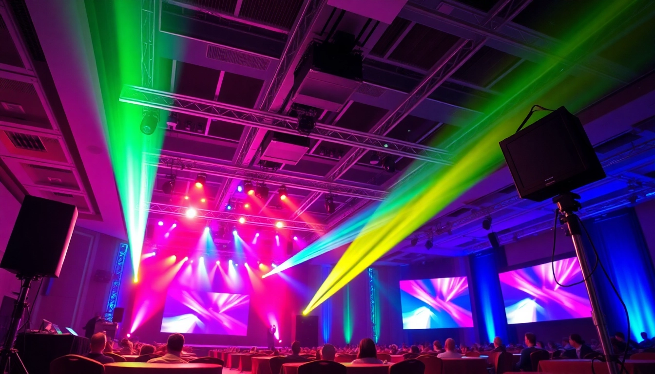 Modern event stage with top-quality Ton- und Lichttechnik Köln equipment, creating an engaging atmosphere for conferences and events.