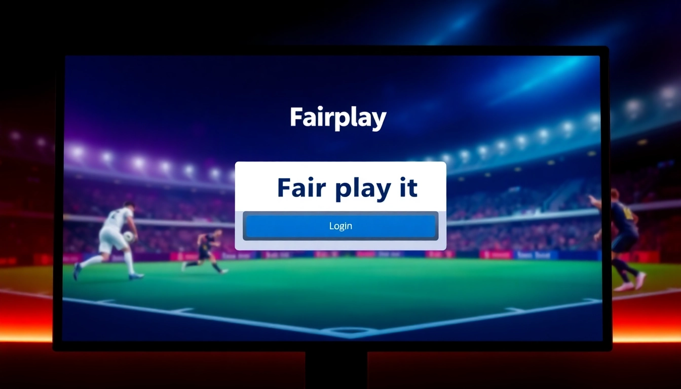 Fairplay Id login screen with secure transaction symbols and sports betting visuals for easy account access