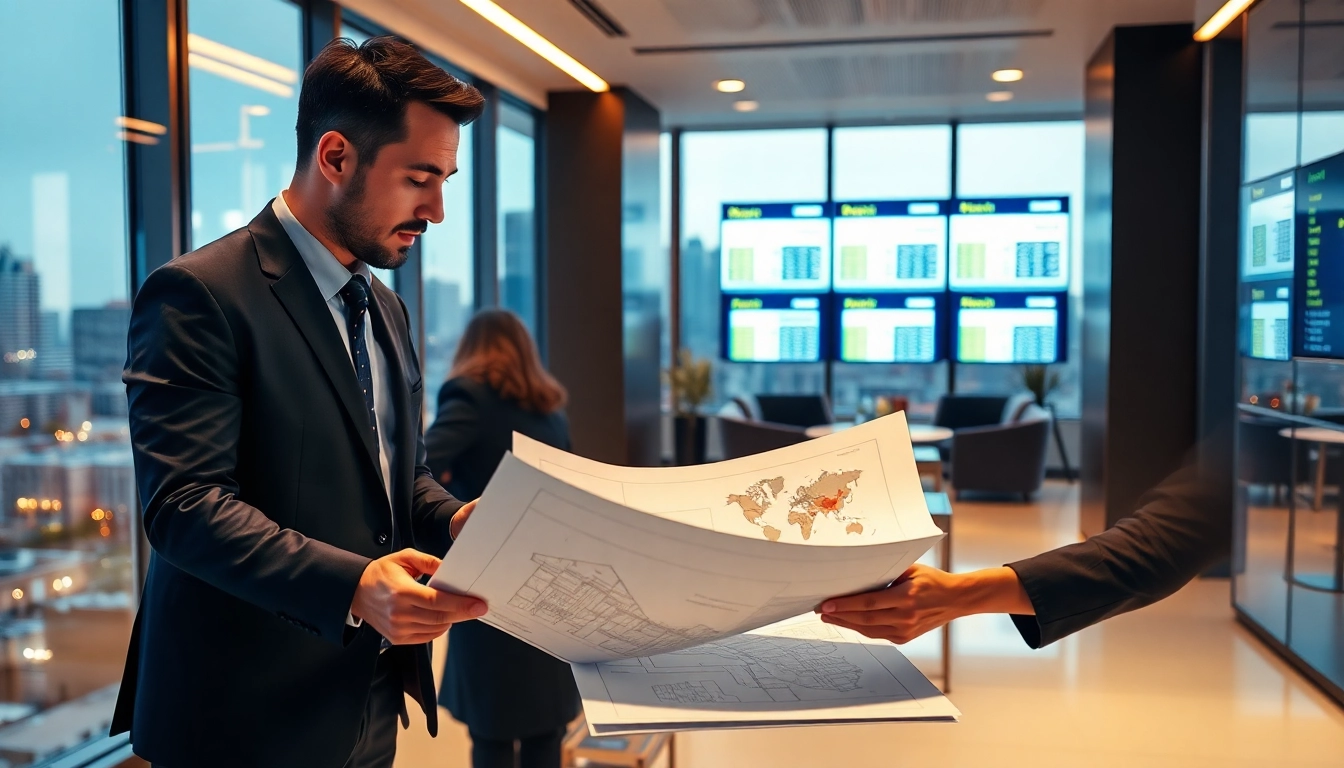 Immobilien Grevenbroich: Professional agent analyzing property in a modern office setting, showcasing expert service.