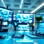 Tech News enthusiasts exploring latest updates on smartphones and AI innovations in a modern