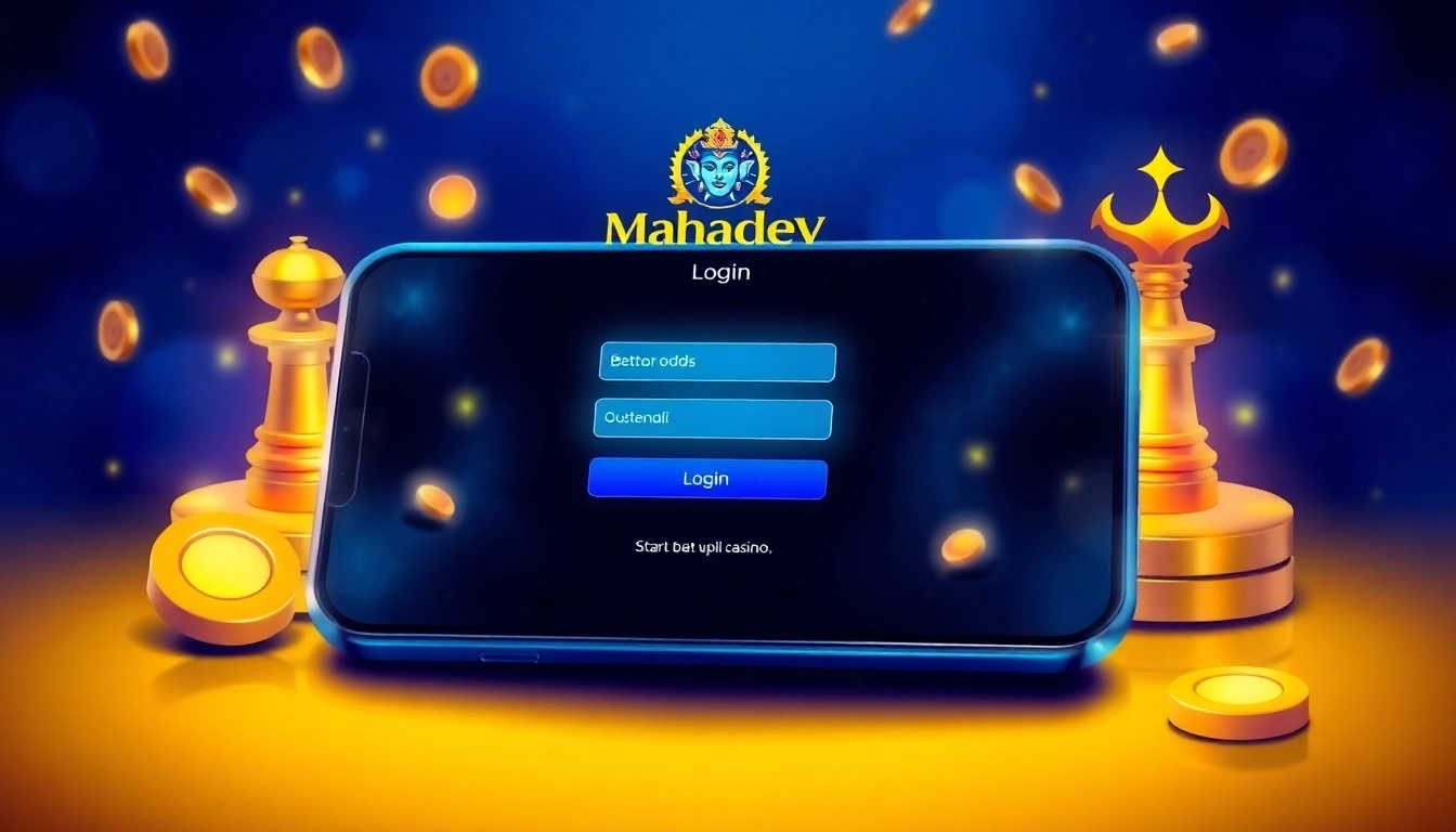Secure Mahadev book login portal with a user accessing real-time sports betting on mobile,