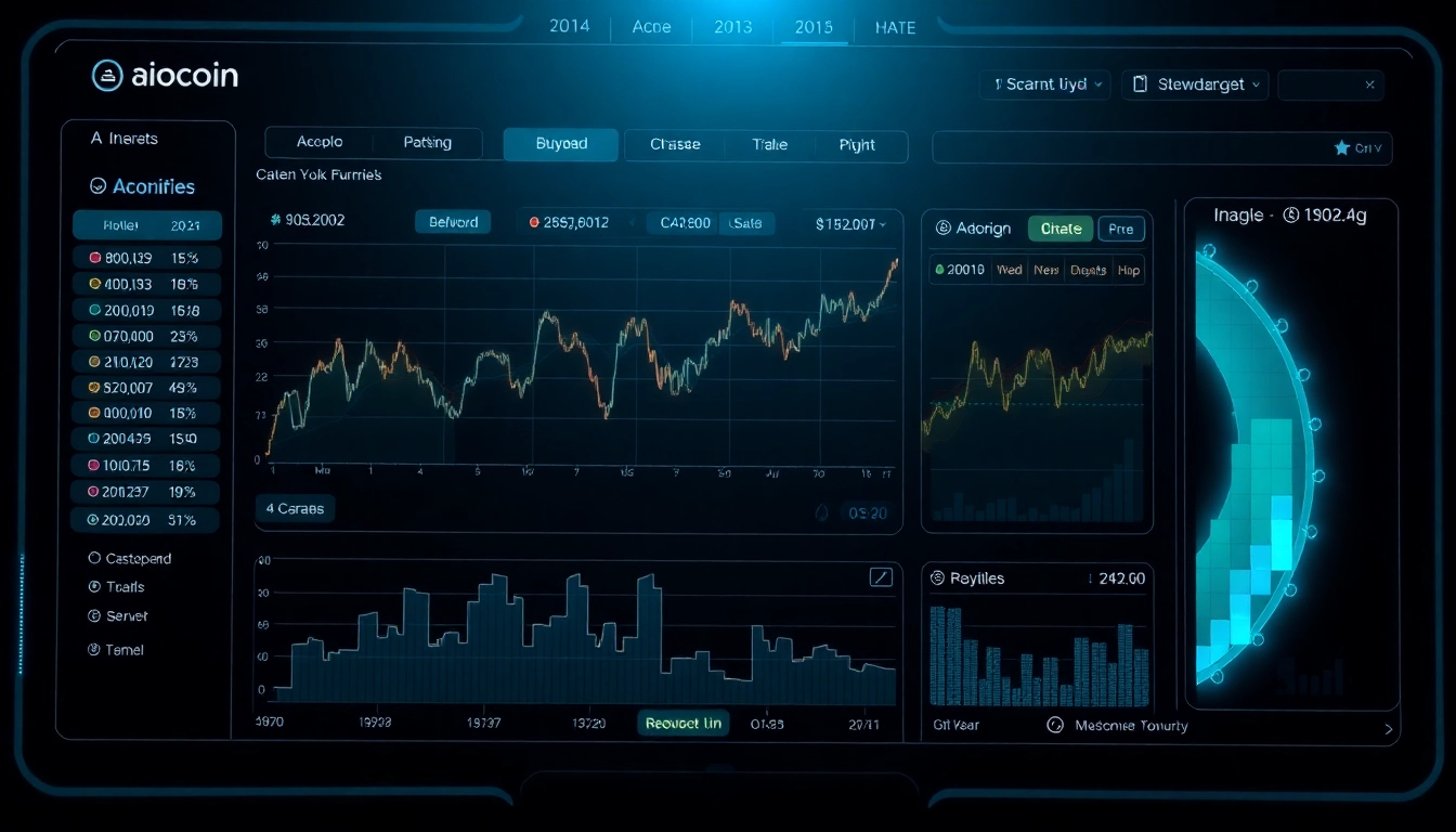 High-tech aicoin market analysis dashboard showcasing live charts and data visualization for