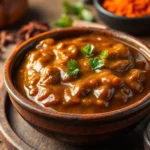 Photograph of ready-to-eat Lababdar Gravy Base in a bowl, highlighting rich sauce with spices
